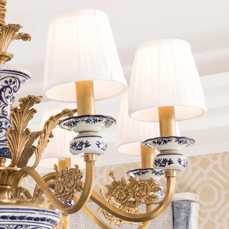 Large Bedroom Modern Blue And White Pendant Lights Living room hotel luxury ceramic chandelier