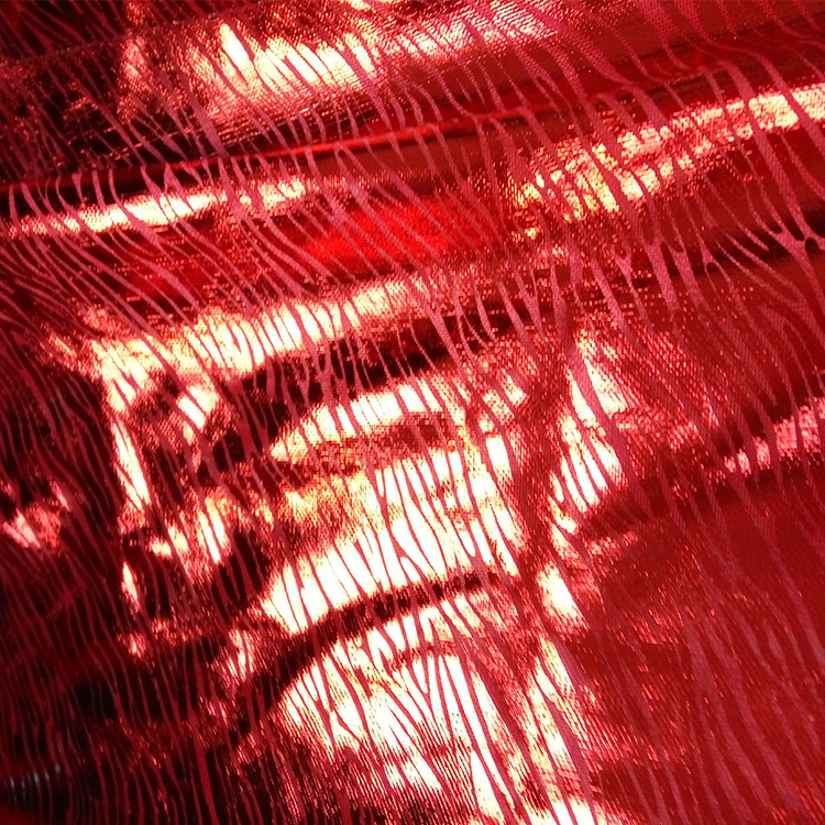 Wholesale Glitter Iridescent Foil Printing Laser Zebra Stripe Foil Coated Satin Jersey Swimming Knitting Polyester Fabric