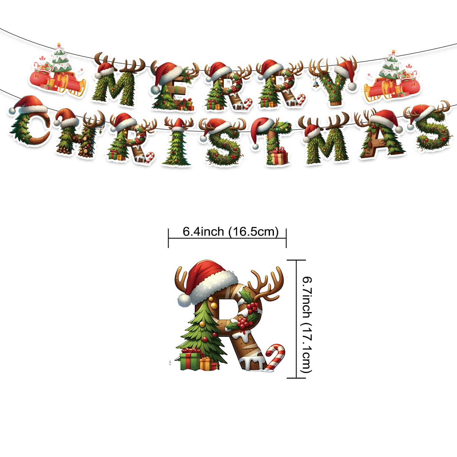 New Arrival Merry Christmas Santa Snowman Flag Banner Cake Toppers Latex Balloon Bouquet For Christmas Party Decoration Supplier