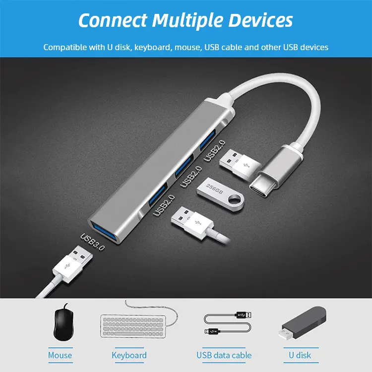Wik-Ms  USB  C Hub for Macbook Pro Air OTG USB3 0 Compatible Hub Adapter OEM Status Charging Card Color Data