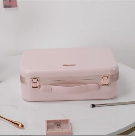 New resolution personal portable makeup station travel makeup case box with lights beauty cosmetic case for makeup