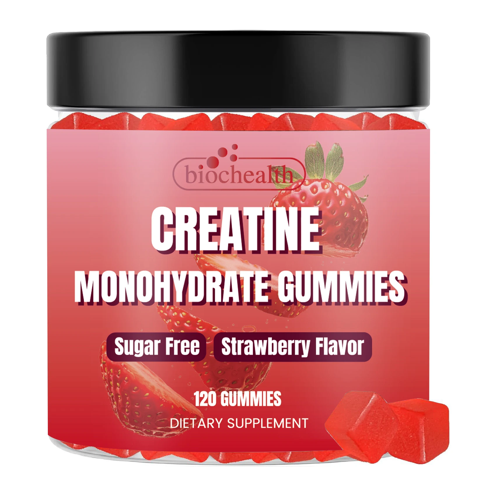 Biochealth GMP Halal Creatine Monohydrate Gummies for Women and Men with L-Carnitine, Taurine Supports Muscle Strength