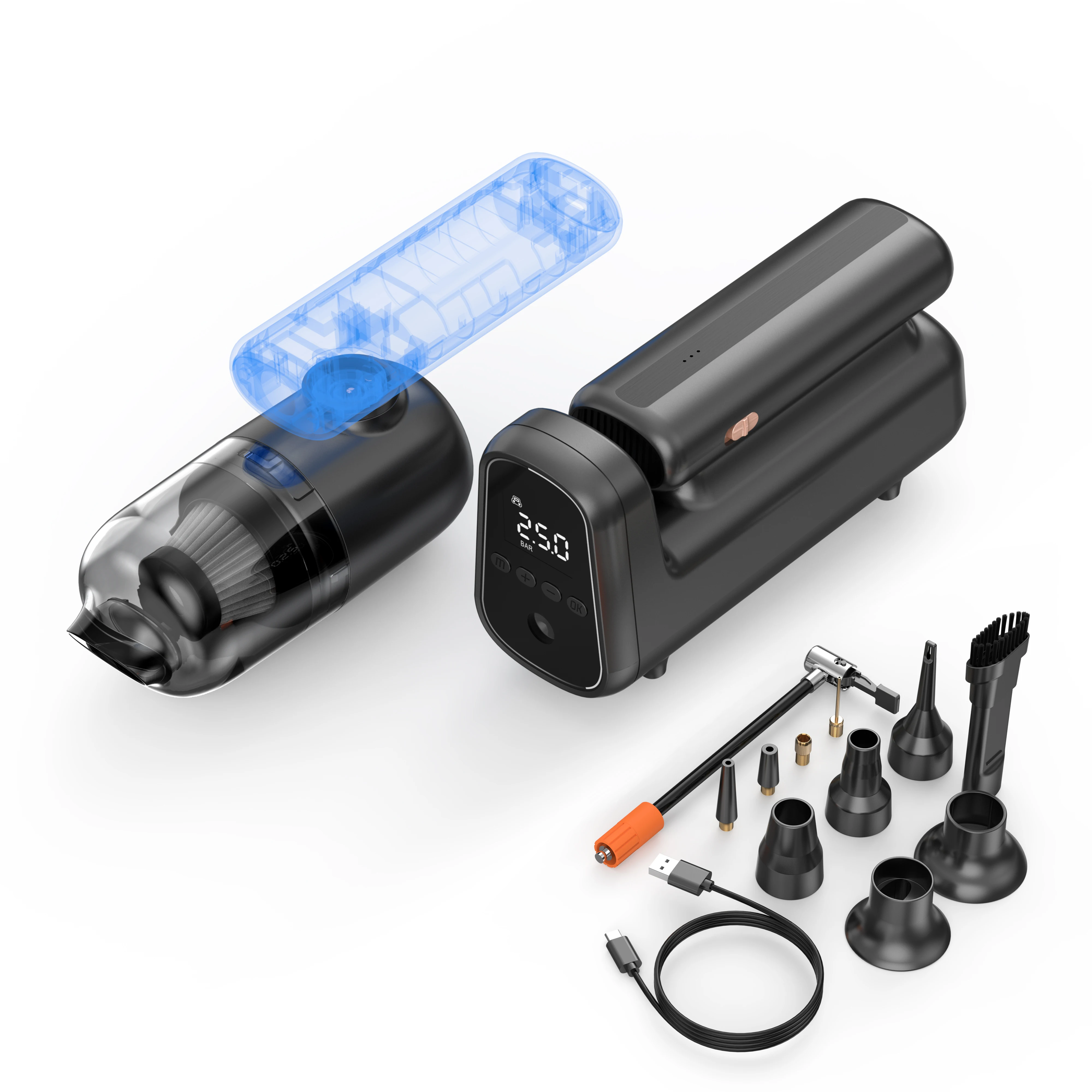 Handheld car mini wireless vacuum cleaner Power bank lighting pump Portable folding vacuum cleaner