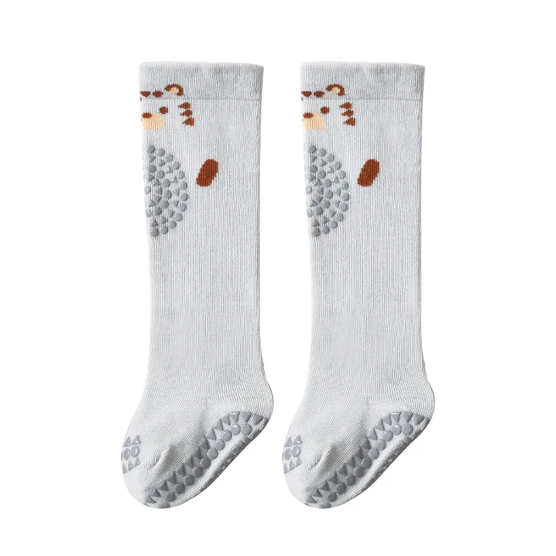 Thick Cotton Knitted Baby Crew Socks with Cartoon Logo Long Tube Anti-Slip Knee Socks Spring Season Bottom Body Logo Placement