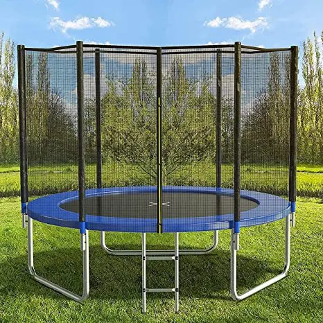 Manufacturer 8FT 10FT 12FT 14FT Outdoor Jumping Bed Fabric Round Trampoline with Enclosure Net
