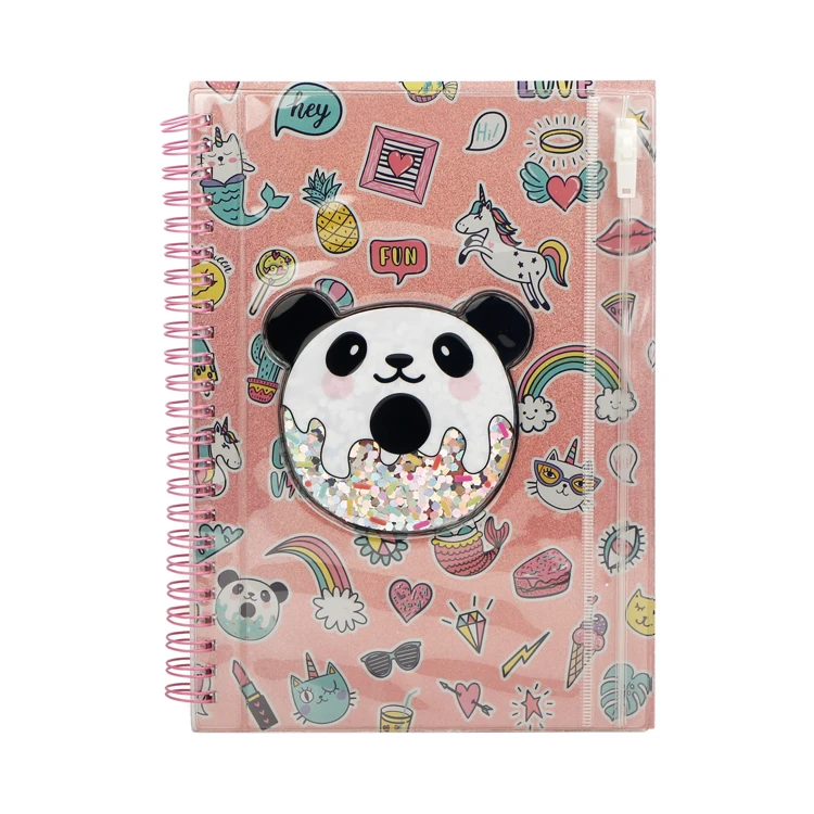 Wholesale A5 Popular Laser Hardcover Diary with transparent PVC bag Cute Spiral Notebook for students