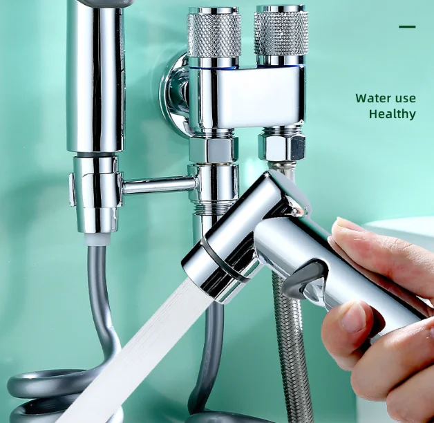 All Copper Toilet Companion with Spray Gun One-in 2-out Washer suit Household Toilet High Pressure Flush Nozzle