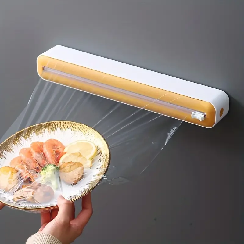 2 In 1 Food Film Dispenser Wrap Dispenser With Cutter Storage Box Aluminum Foil Stretch Film Cutter Kitchen Accessories