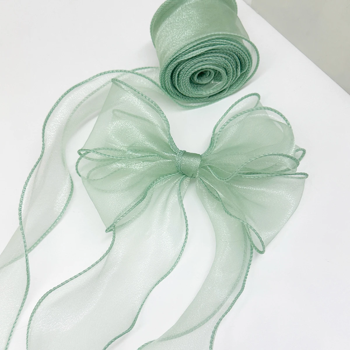 10 Yards Pink Wired Chiffon Ribbon Sheer Wired Organza Ribbon for Crafts Floral Bouquets Wedding Party Decorations