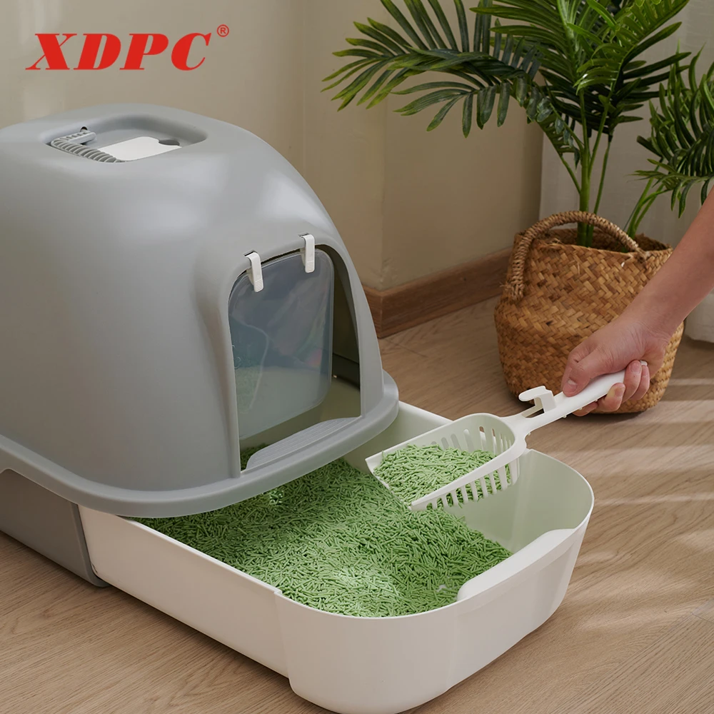 Pet product plastic big cat litter box cabinet with drawer