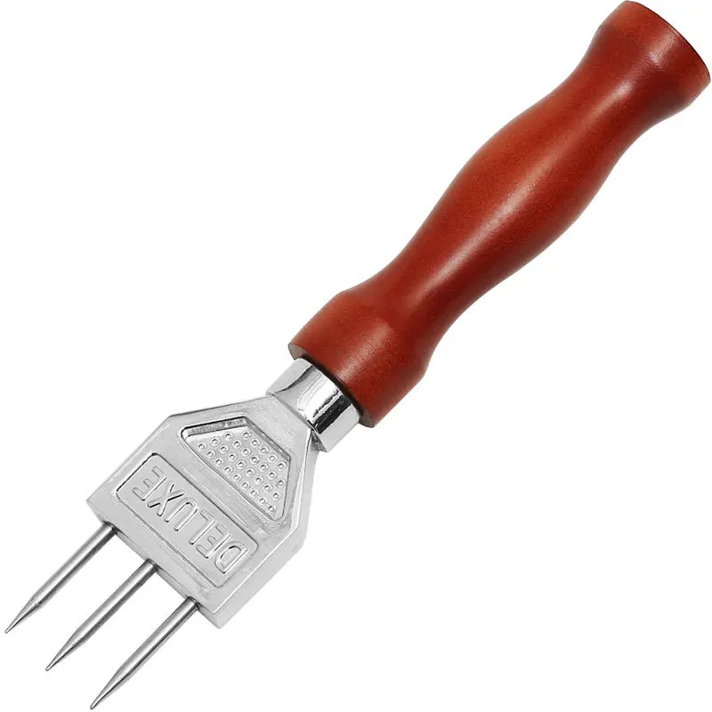 Ice Chipper Trident Bar Accessories Chiseling Ice Hockey Balls Kitchen Tool Stainless Steel Ice Pick with Wooden Handle