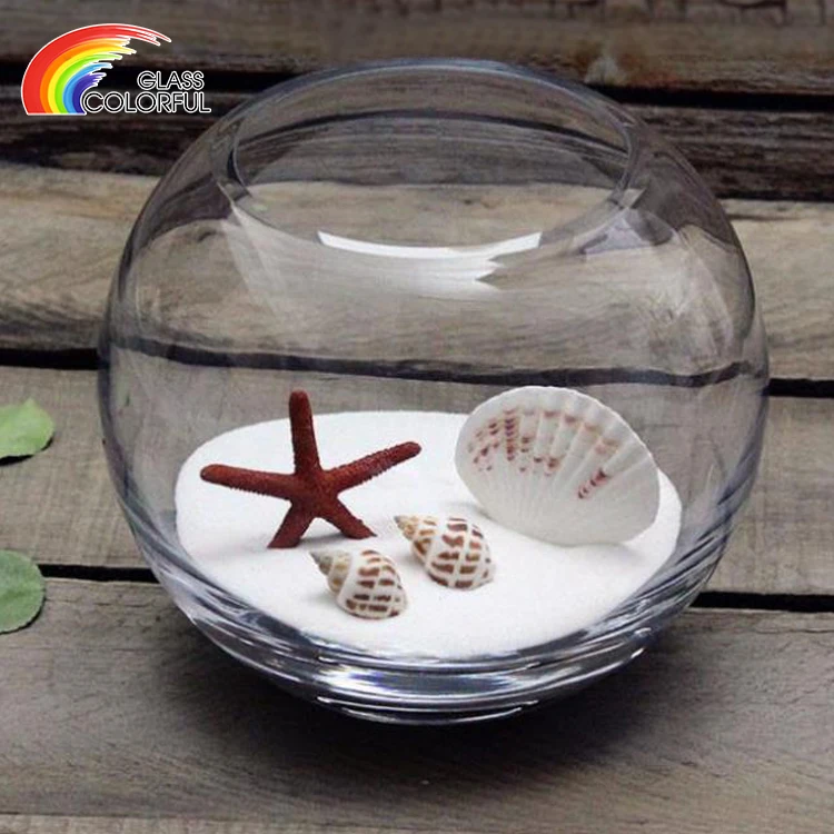 Mouth blown wholesale glass fish bowls large round customized sized clear glass fish bowl