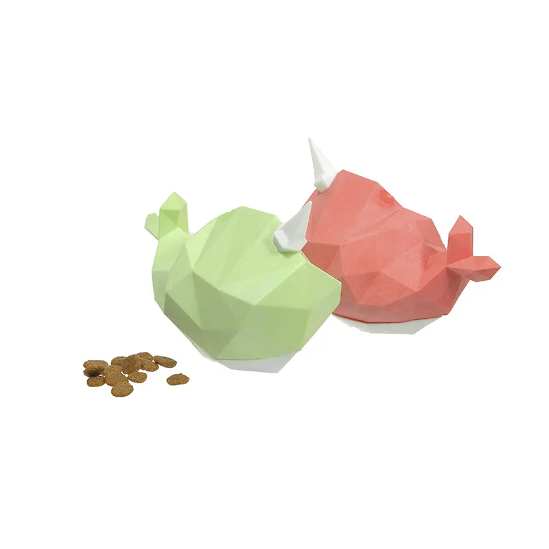 Wholesale price TPR food grade BPA free diamond whale shape pet bite toy dog treat leakage chew toy