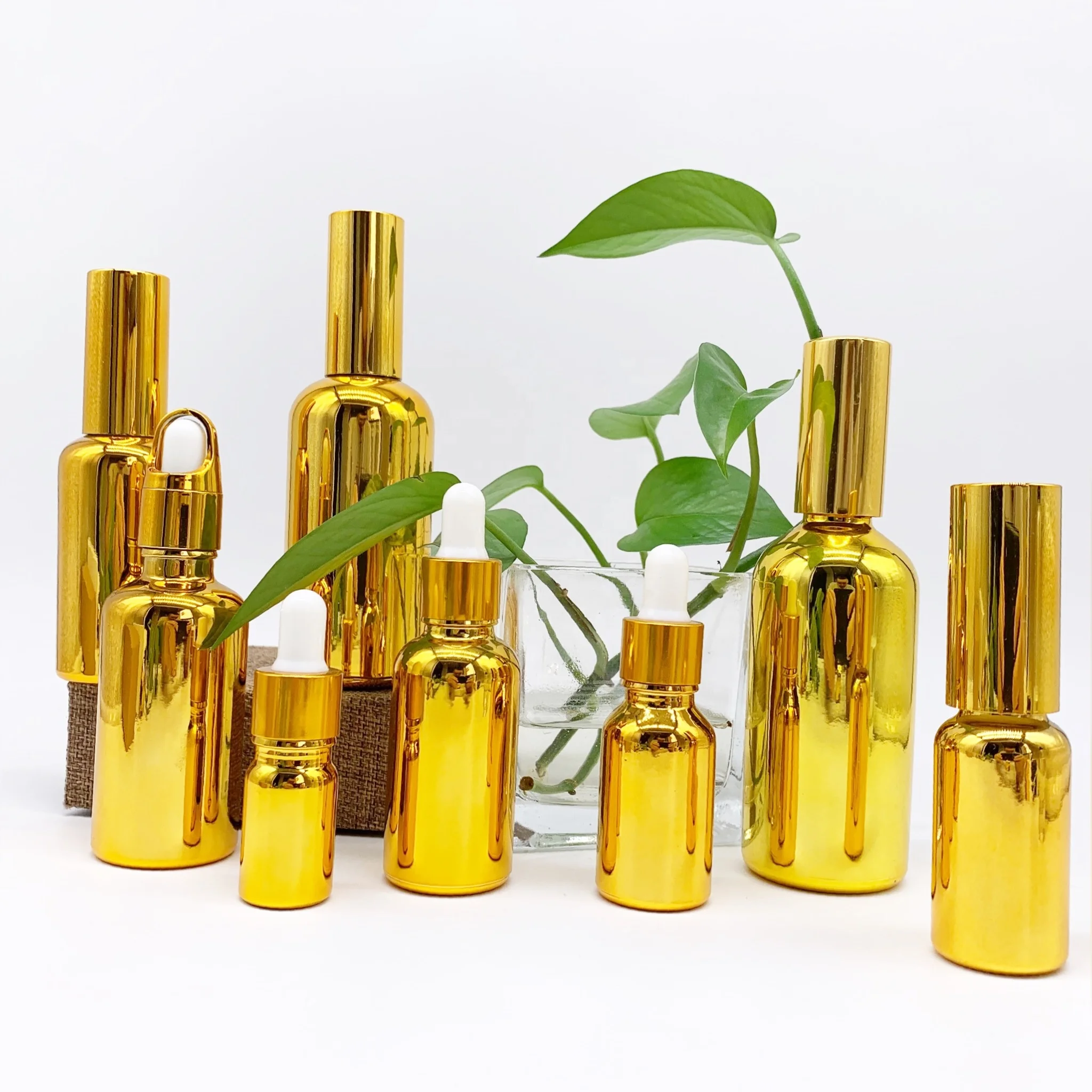refillable 5ml 10ml 15ml 20ml 30ml 1oz 50ml 100ml golden glass fine mist spray bottle with spray pump