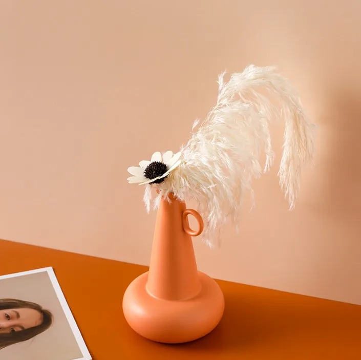 Nordic modern minimalist Morandi color ceramic unique vases creative soft decorations living room ornament vase de sol