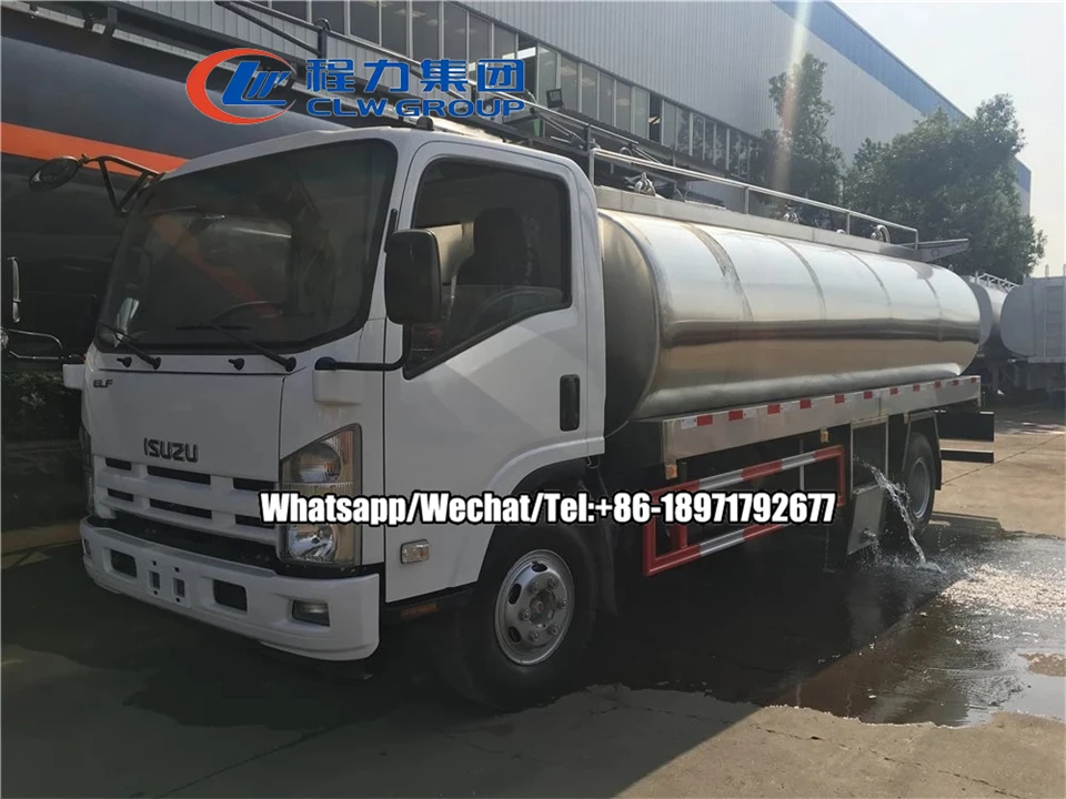 Isuzu Food Grade Liquid Fresh Milk Tank Truck 4X2 Stainless Steel  Drink Water Tanker Truck