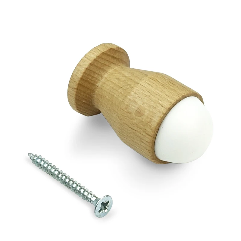 Wall Mounted  Wooden Door Stopper Round Rubber Door Stop