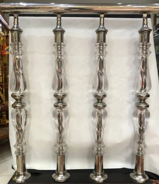 Indoor Crystal Glass Stair Pillar Balustrade Transparent Clear Acrylic Stair Handrail