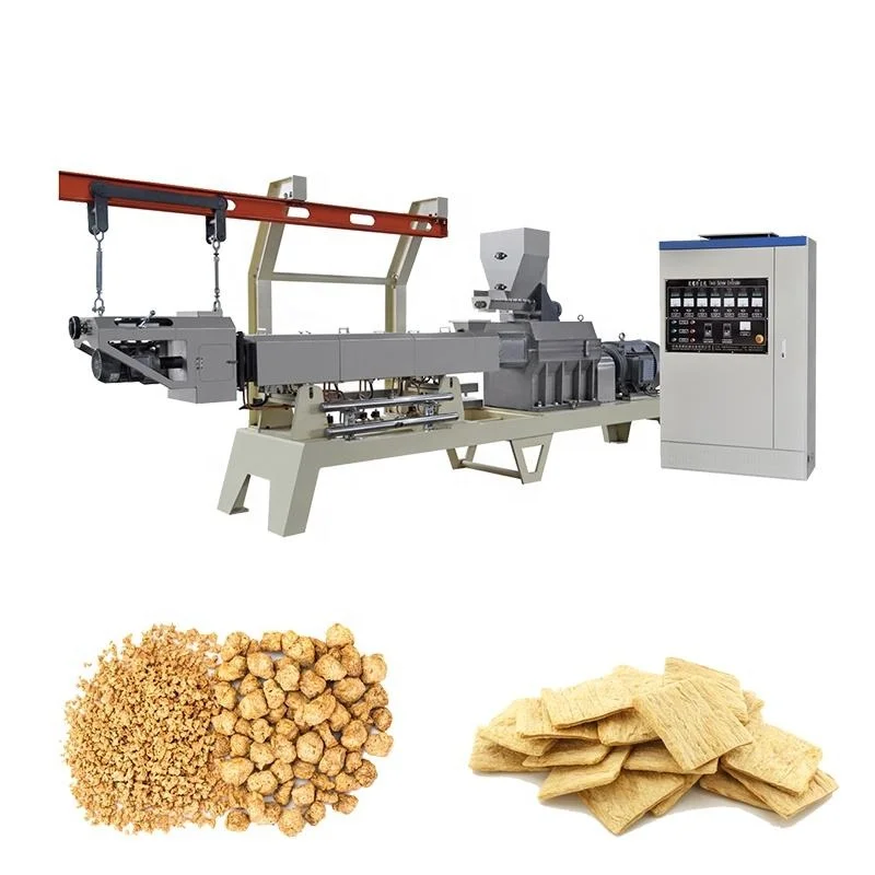 Full automatic textured soya protein chunks processing machine tvp textured soy protein making machines