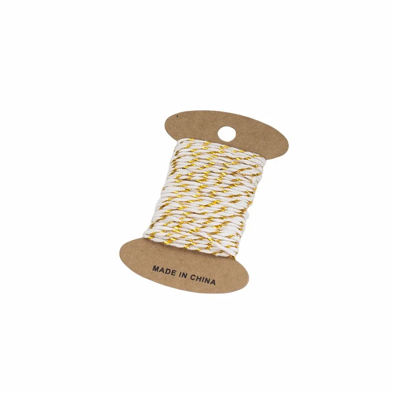 Cotton Recycle Rope Baker Twine Twisted Double Color Natural Rope 10m Per Card For Diy