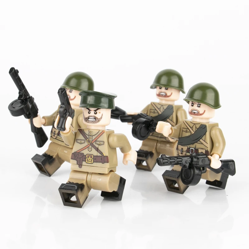 Военные минифигурки советских офицеров времен Второй мировой войны, совместимые с legoinglys