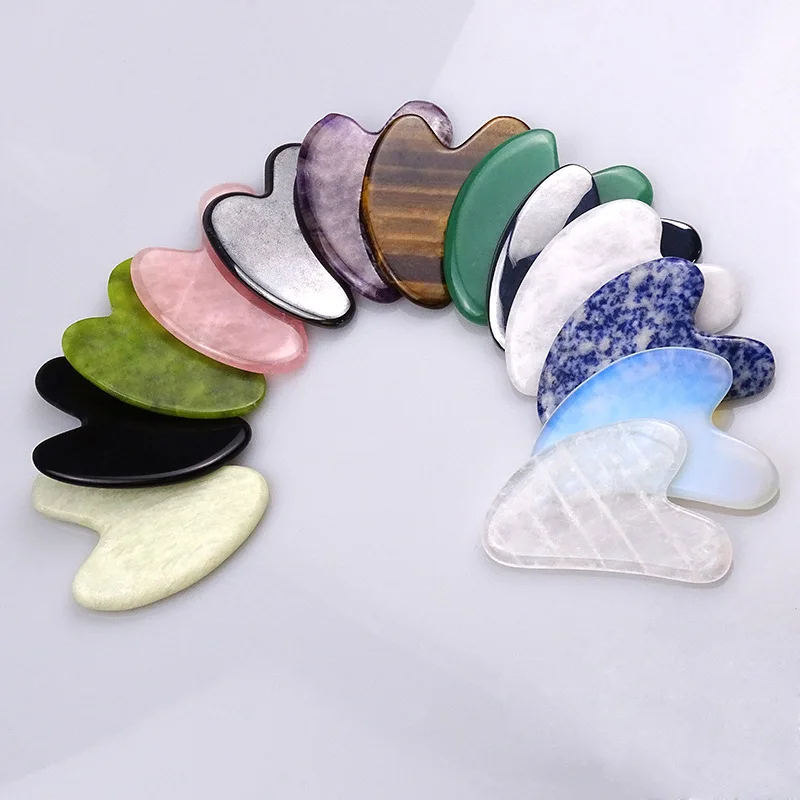 Gemstone Rose Quartz Jade Gua Sha Stone Massage Tool Ready To Ship, Can mix buy