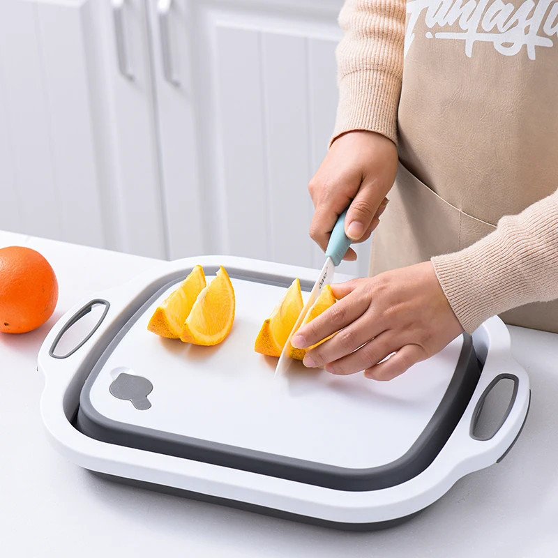 foldable cutting board basket multi-purpose 6L folding cutting chopping board multifunction vegetable cutter with drain basket