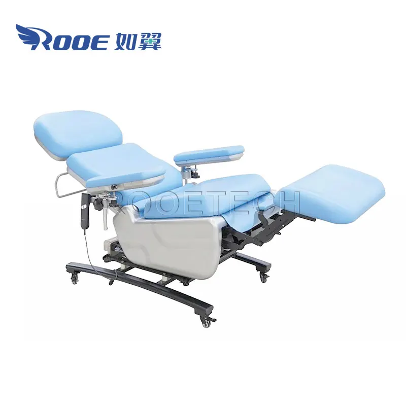 Two-Function Electric Blood Dialysis Hemodialysis Donor Donation Chair with 4 Wheels and Rotatable Armrest