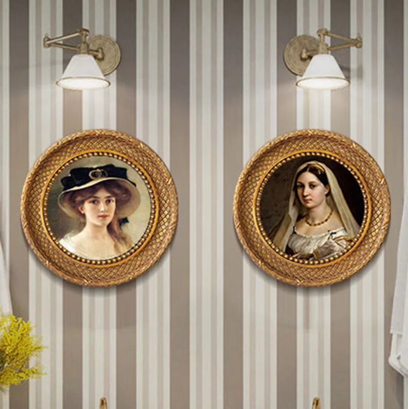 Custom Decorative Wall Hanging Gold Picture Frame Round Retro Baroque Golden Creative Photo For Wedding Party