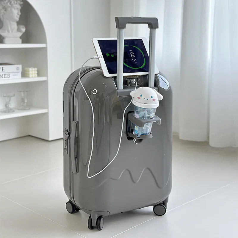 High appearance round suitcase with USB bubble Ice cream travel suitcase with tsa lock 360 degree universal wheels