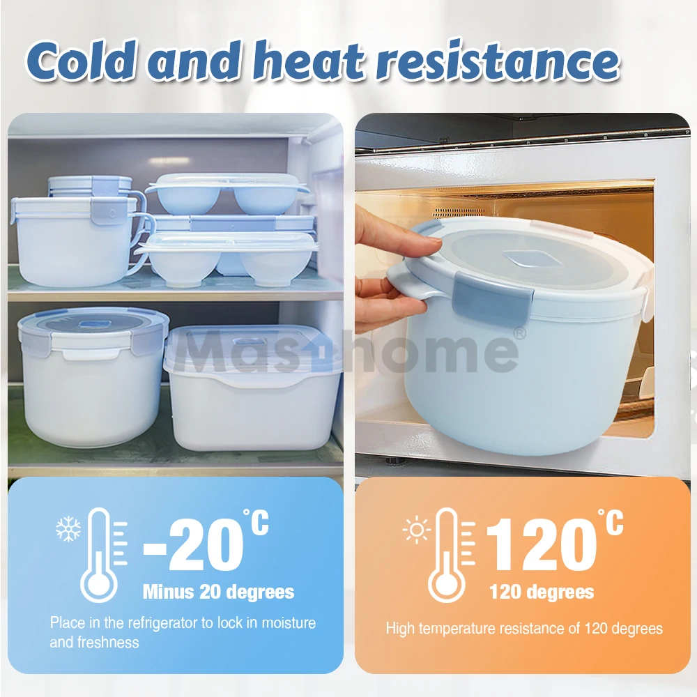 Masthome Office School Plastic Microwaveable Food Container Rice Cooker Microwavable Bowls Lunch Box