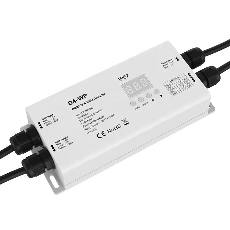 Водонепроницаемый Контроллер IP67 DMX 12 В 24 в RGB RGBW Светодиодная лента DMX512