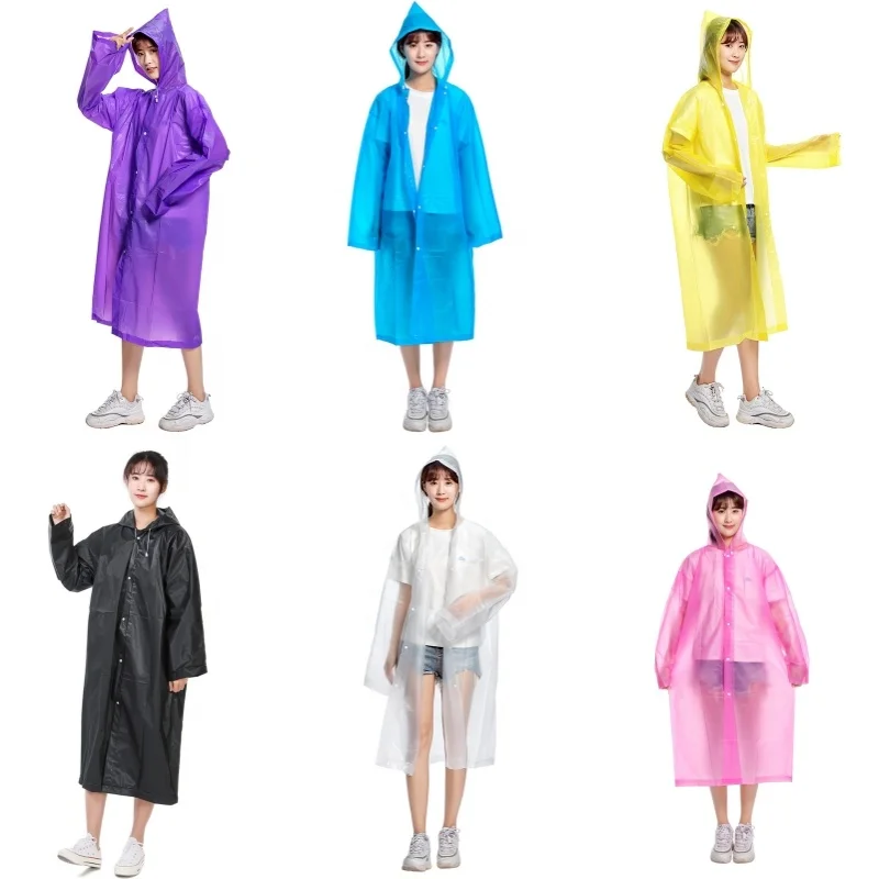 2024 Polar Everest Waterproof Rain Coat Portable Recycled Adult Women Men 140g PEVA EVA Reused Raincoat with Hoods Sleeves