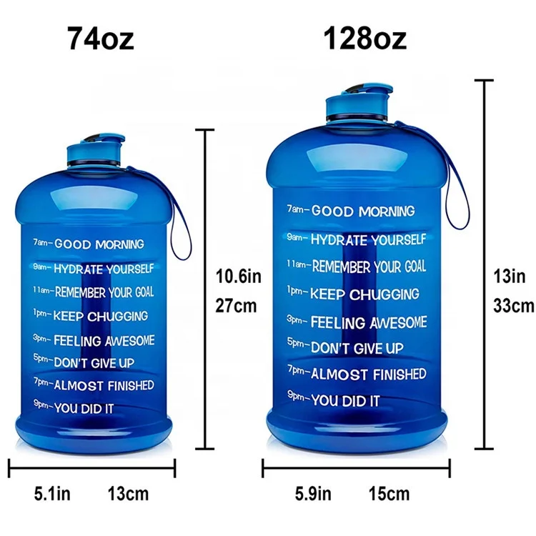  Не содержит Бисфенол А 2.2L многоразовые Спортивная пластиковая бутылка с широким горлышком 1/2 галлонов большой воды из твердого английского фарфора мотивационной маркером времени для тренажерного зала на открытом