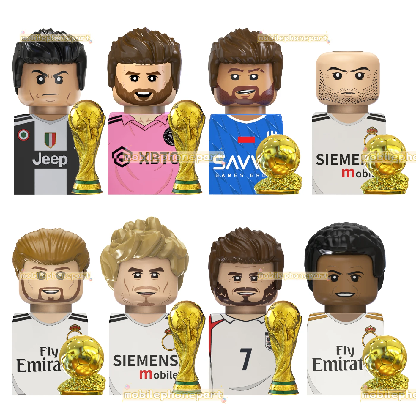 TV6505 Famous Soccer Football Player Messi Ronaldo Neymar Bale Beckham Mbappe Mini Action Figure Kids Building Block Plastic Toy