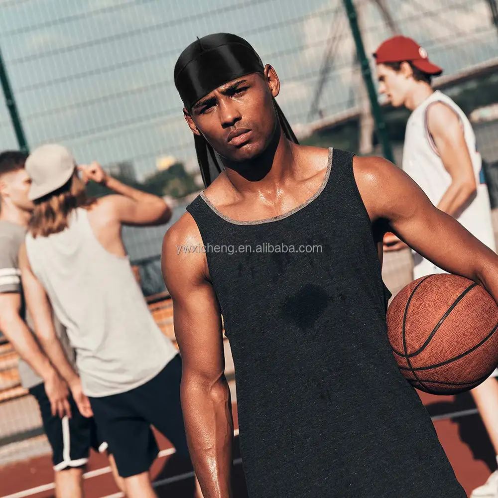 Sparkly Men Women Reflective Silk Durag African Soft Silky Durags Turban Hat Bandana Headwear Long Straps Waves Cap Do Du Rag