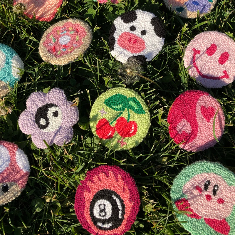 Cheap Cute Punch Needle Handmade Mug Rug Sofa Wine Custom Absorbent Coaster