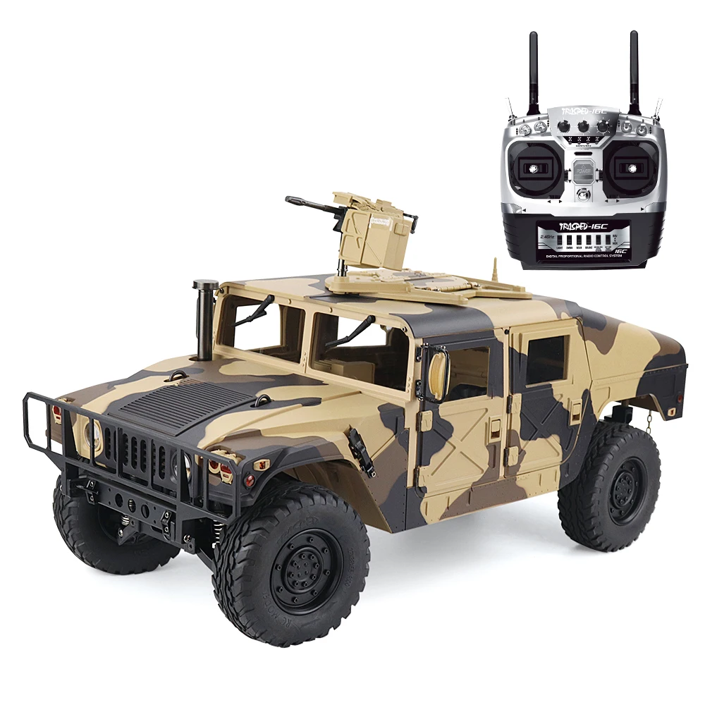Army Military Truck Toy Remote Control Car HG-P408 Camo Yellow Standard Version 16CH Radio Control U.S. Military Vehicle