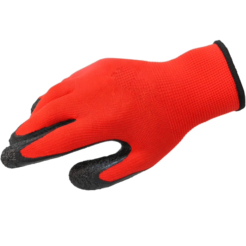 Construction Safety Textured Rubber wrinkle Work Latex Coated Garden Gloves