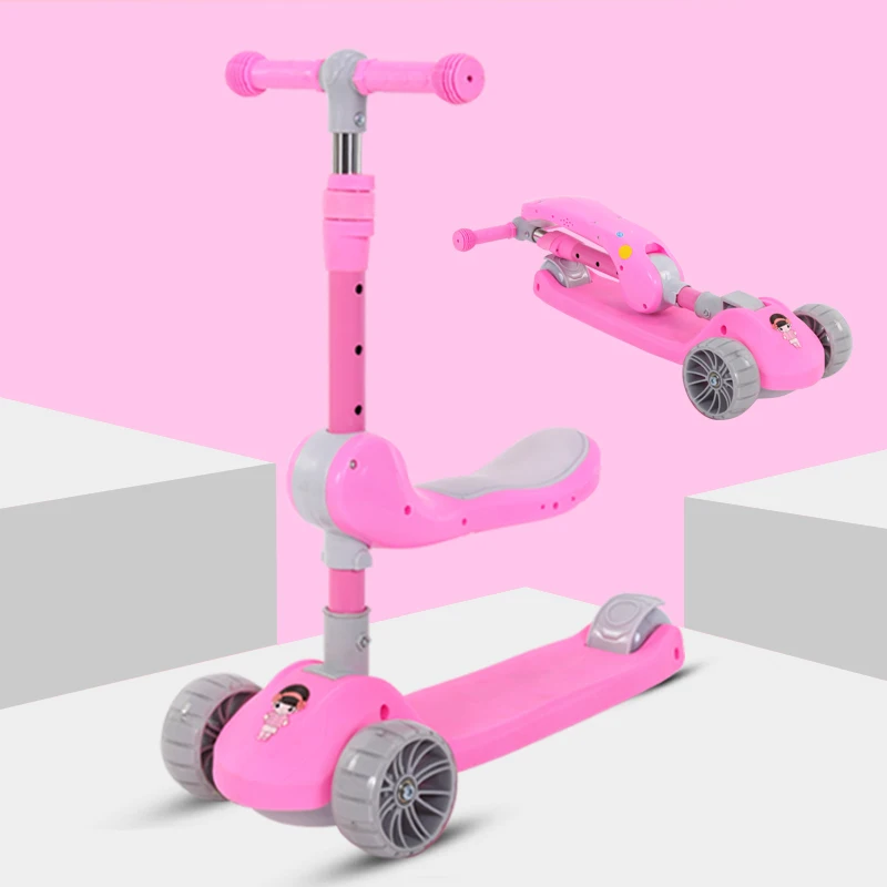 Double suspension easy to fold and carry 3 wheels kick scooter with disc brake