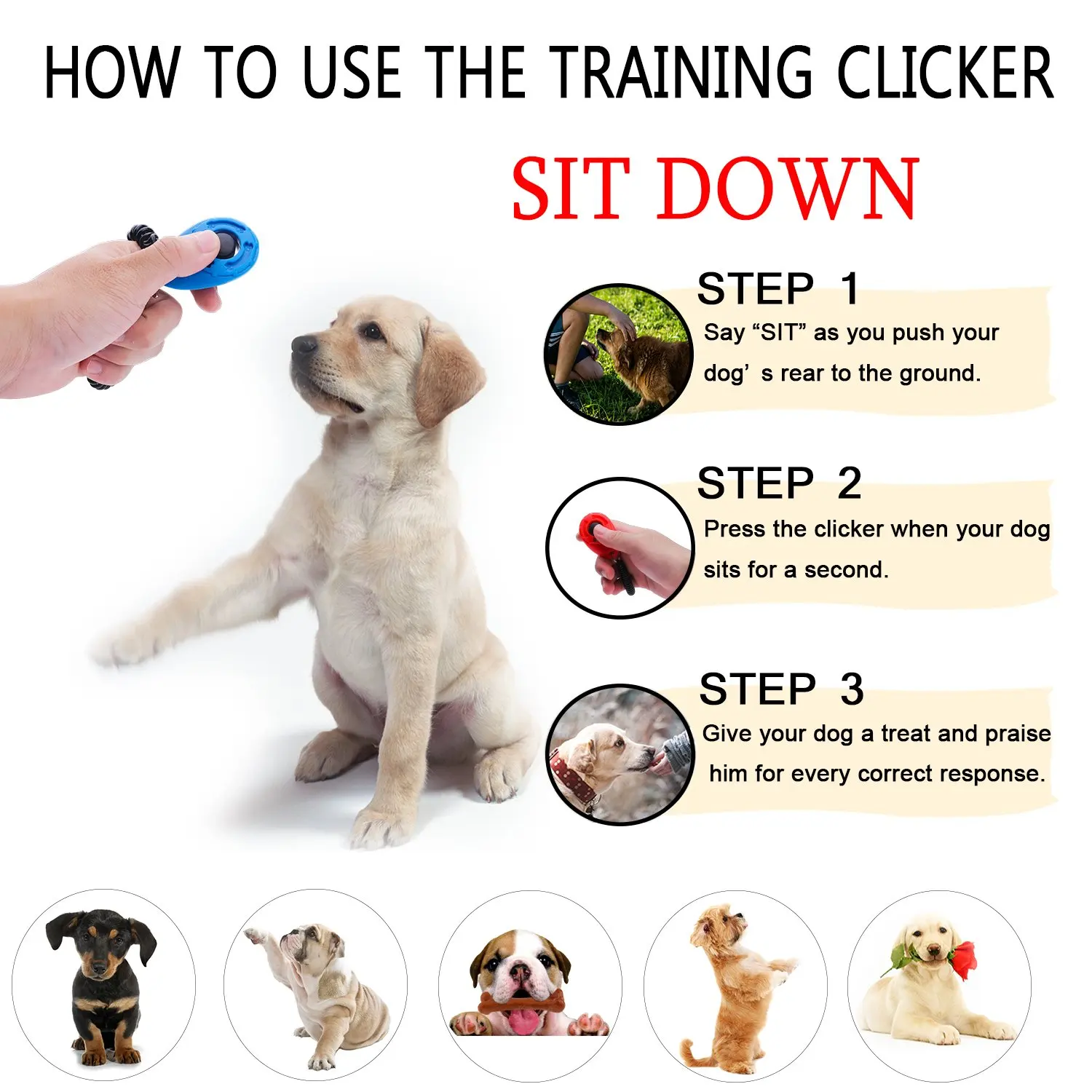 Wholesale Custom Logo High Quality Dog Training Whistle Clicker Dog Clicker