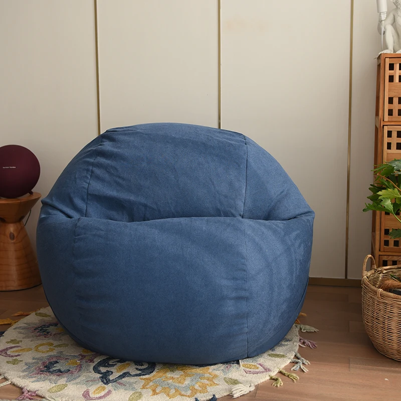 YUNJIN Velvet Giant One Seat Foam Filled Bean Bag Soft Comfortable Bedroom Corner Sofa Chairs Bean Bags For Adults Navy Blue XXL