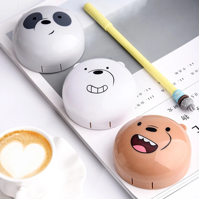 High Quality Cute Cartoon Contact Lenses case Mate Box Color Round Brown Bear Shape Portable