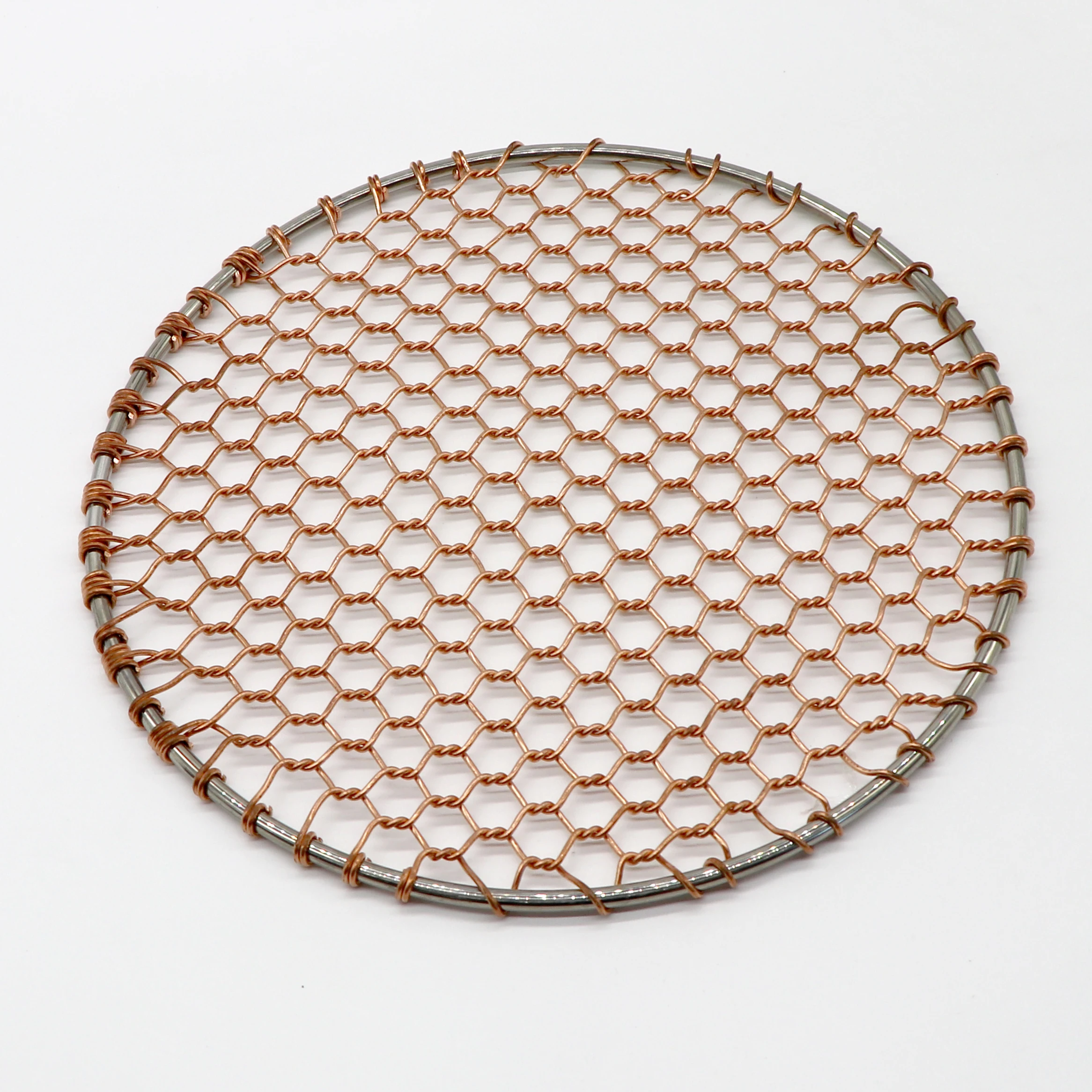 Factory round anti rust and anti-corrosion artificial woven copper barbecue net with diameters of 295 and 330