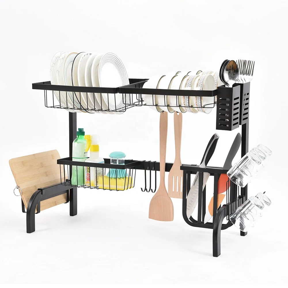 WIREKING 65CM Kitchen Racks and Holders Over Sink Dish Drying Rack with Large Capacity Folding Rack for Kitchen Organization