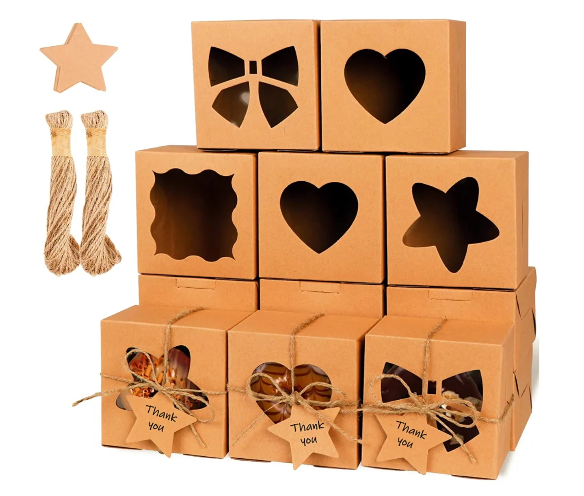 Kraft paper cookie packing boxes bakery packaging cake boxes wholesale with window