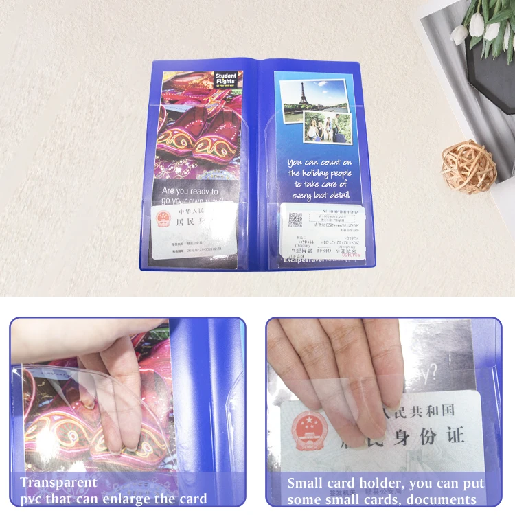 Custom Logo Travel Wallet Multi-function Waterproof Plastic Vinyl PVC Passport Document Holder Passport Travel Ticket Holder