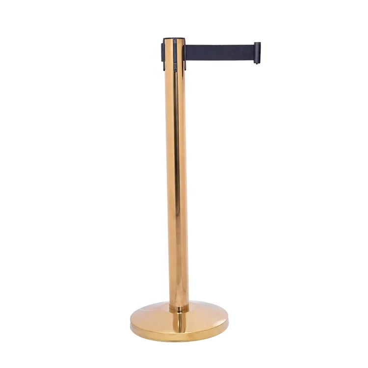 Crowd Control Queue Line Post Retractable Belt Gold Barrier