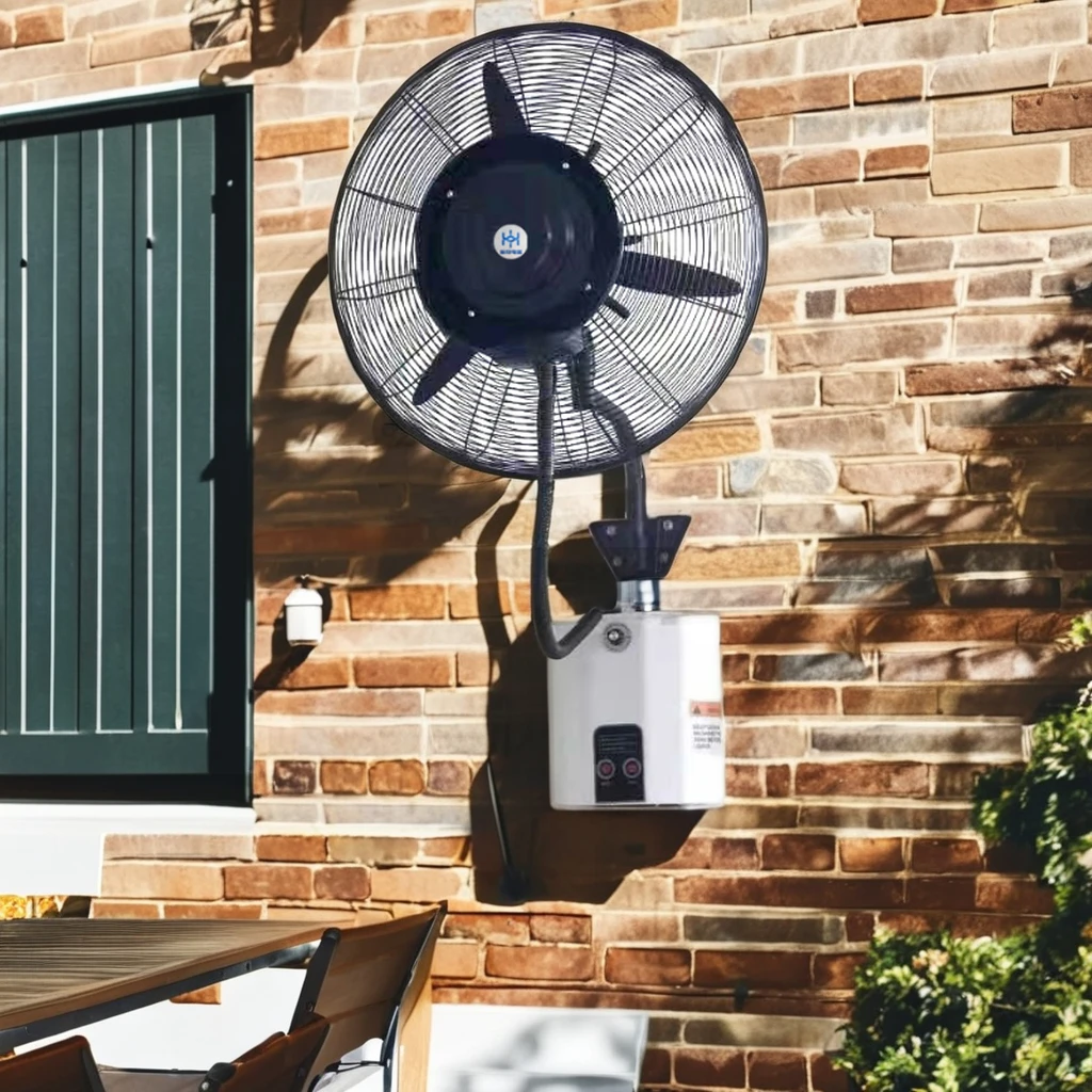 20-Inch Electric Industrial Metal Wall Mounted Spray Fan Mechanical Control for Outdoor Household Garage Use Water Mist Fan