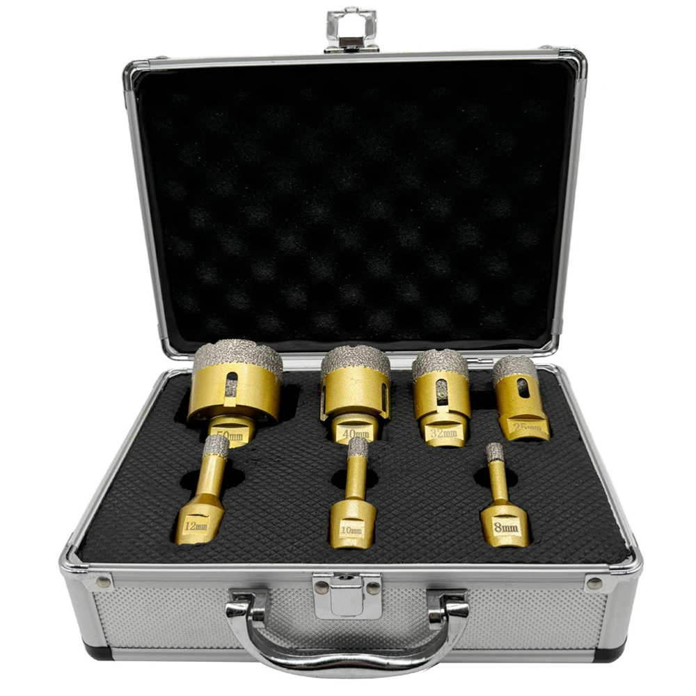 GuHua in Stock Hot Sale Brazed Diamond Hole Saw Kit Diamond Bit Drill Set Braze High-Quality Diamond Crown for Ceramic Tiles